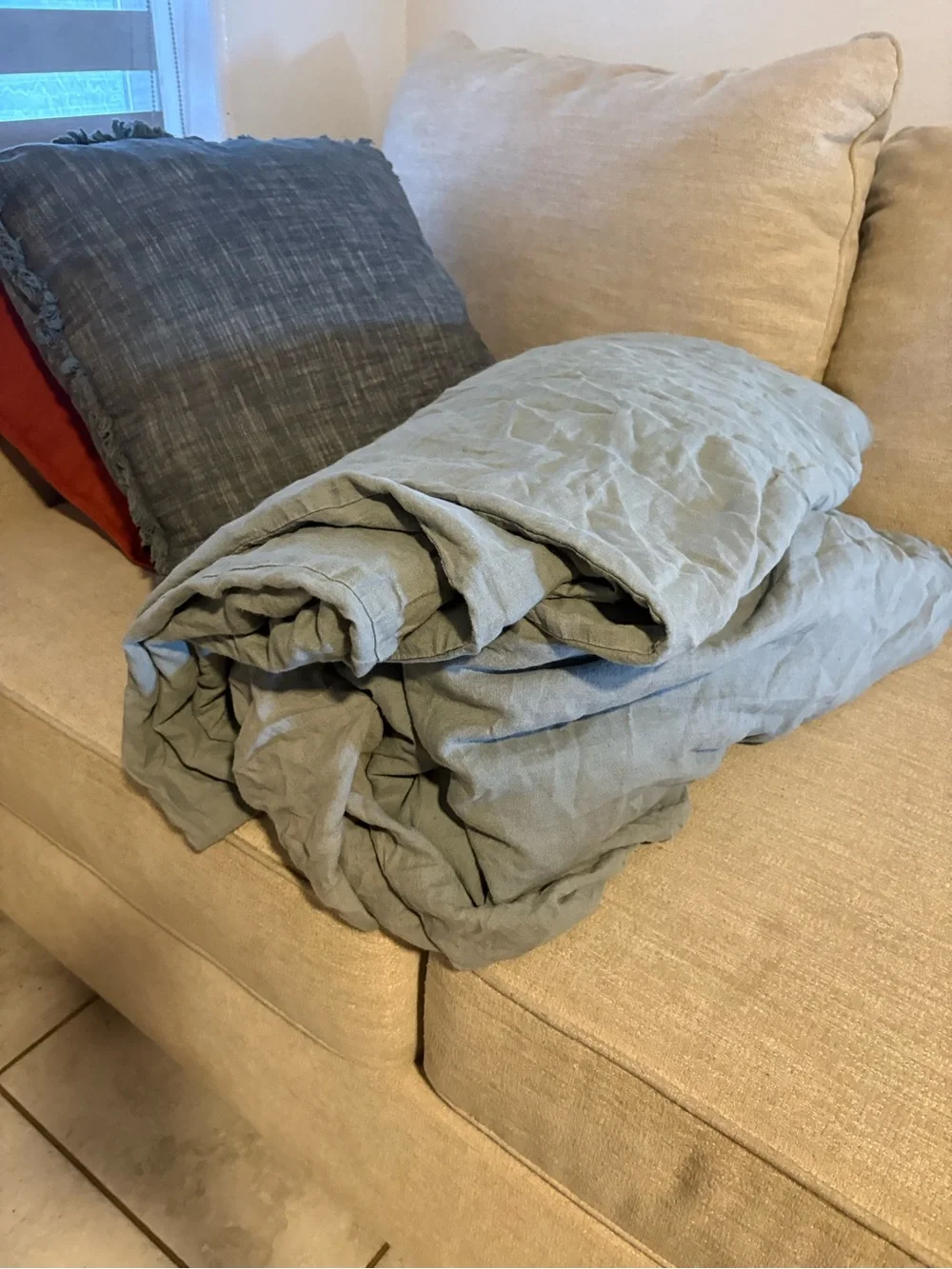 Quince KING 100 Linen Duvet Cover, fitted AND flat sheet set in gray